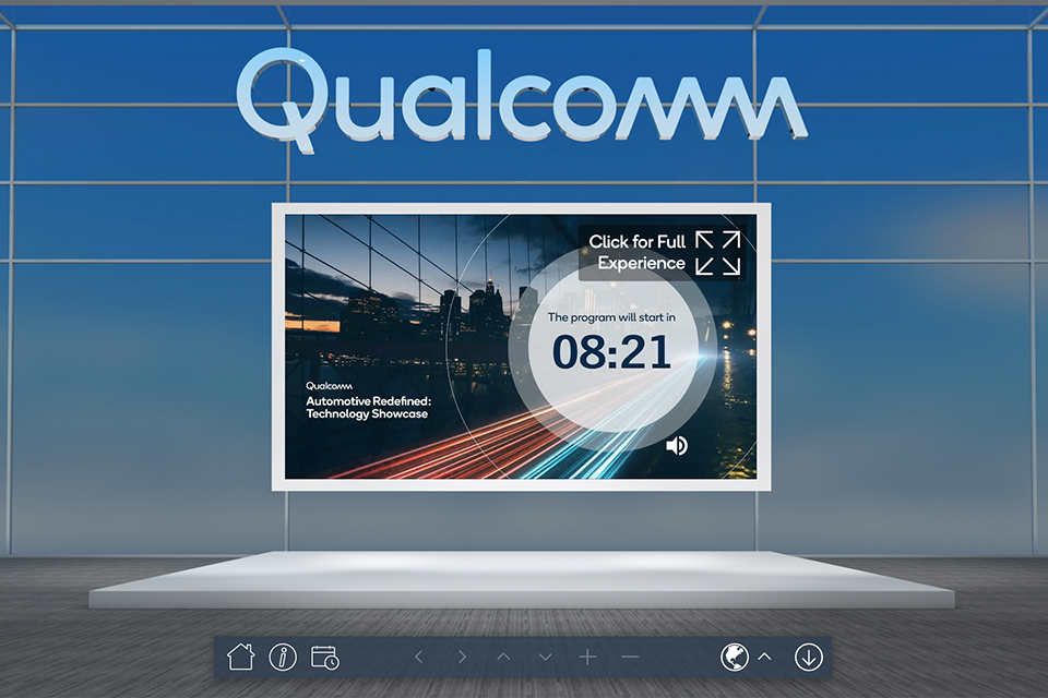Photo from virtual Qualcomm event of interface and screen showing Automative Redefined Program Display