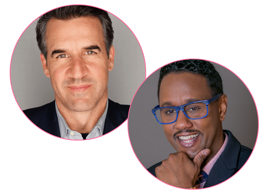 Headshots of Mario Armstrong & Jeremy Brisiel in Circles